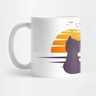 Cat Watching Sunset Mug